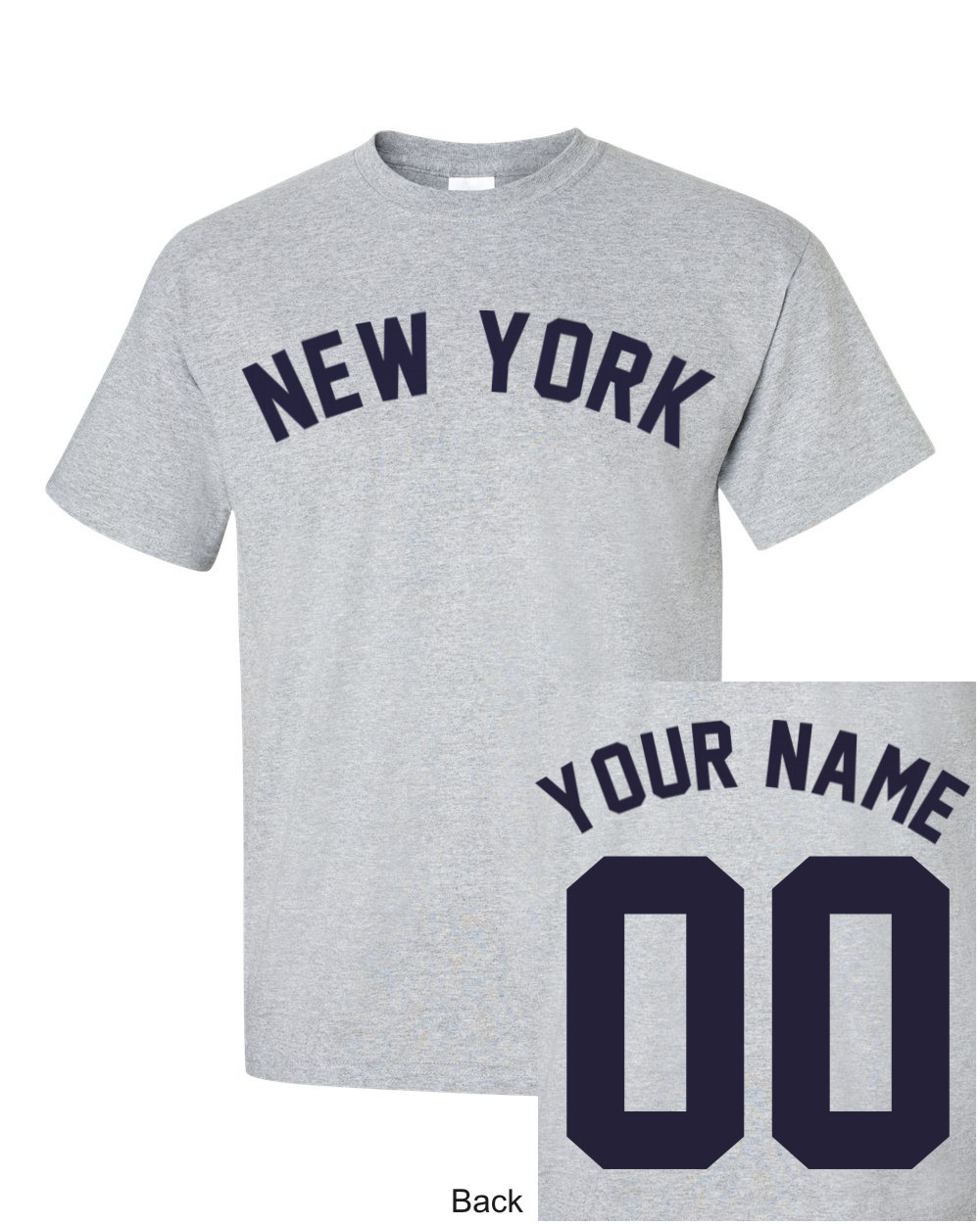 New York CUSTOM Name & Number T-Shirt Jersey Personalized Yankees Giants Tee New