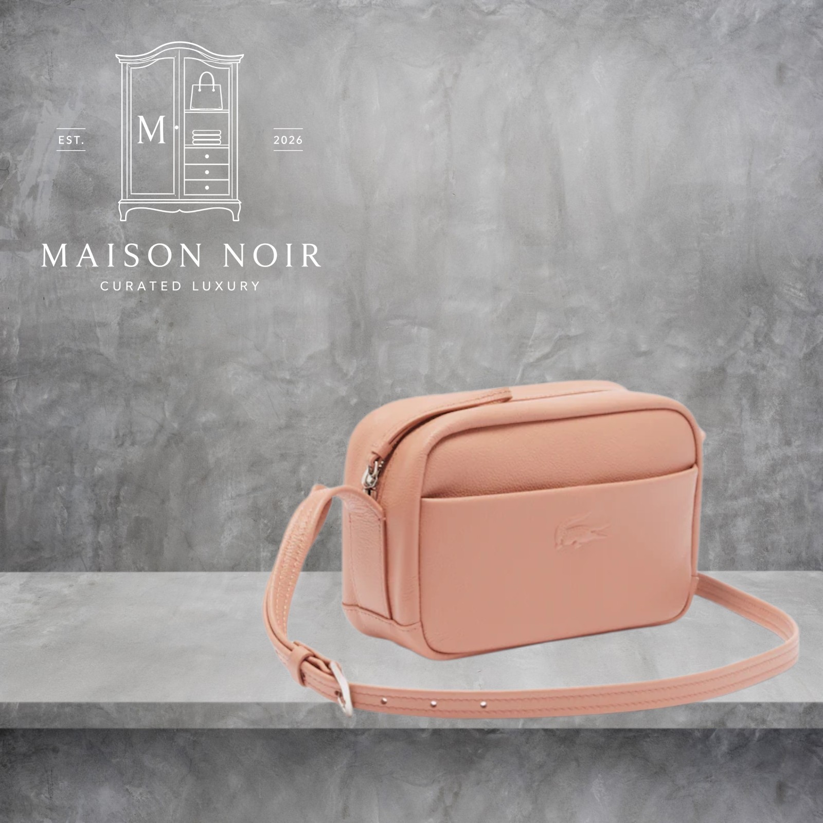Lacoste Woman Small Pink Leather City Shoulder Bag