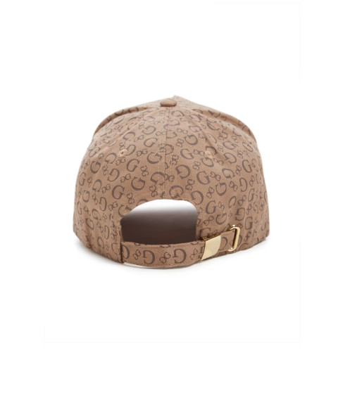 NEW WT MEN’S GUESS BROWN TAN BEIGE BASEBALL CAP HAT LOGO GOLD HARDWARE PLATE