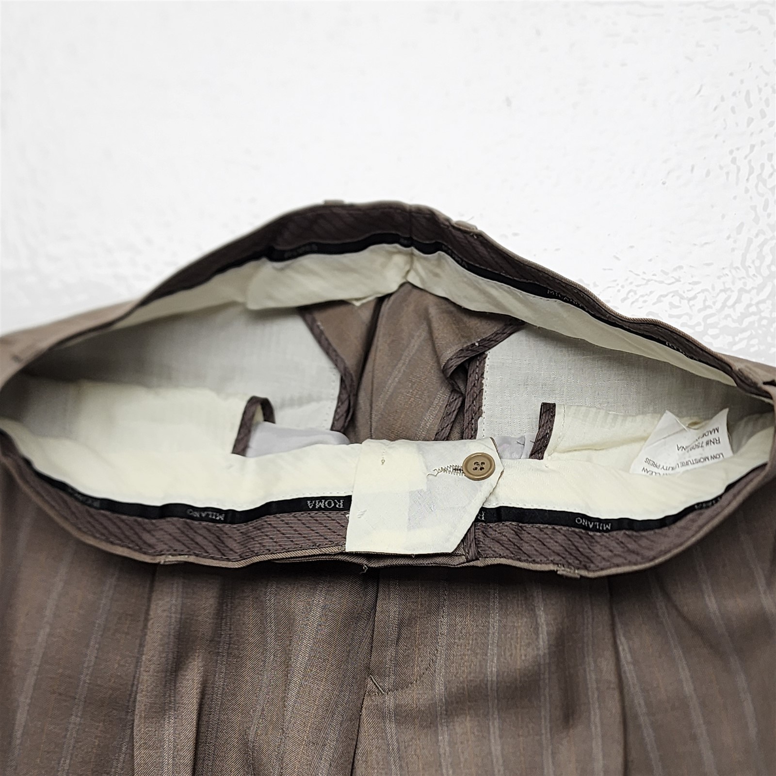 Lineage 40R 32×30 Brown Striped 3Btn 2Pc Mens Jacket Pants Suit