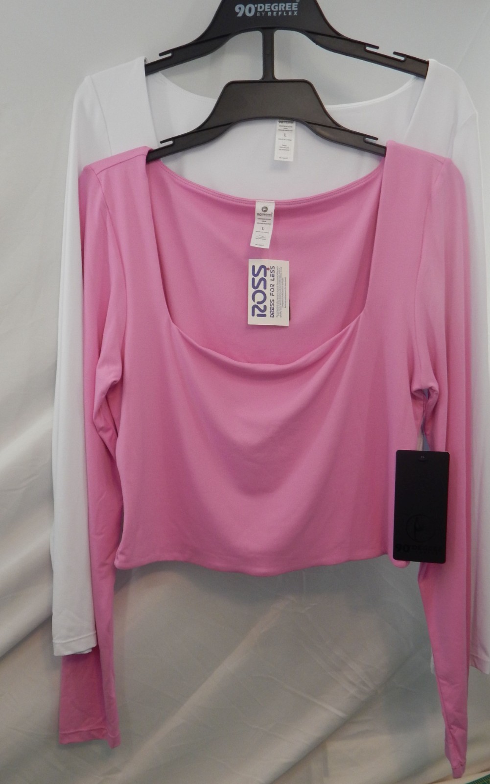 90 Degree by Reflex Women LARGE Active Top Pair Contour Olivia Crop Square Neck