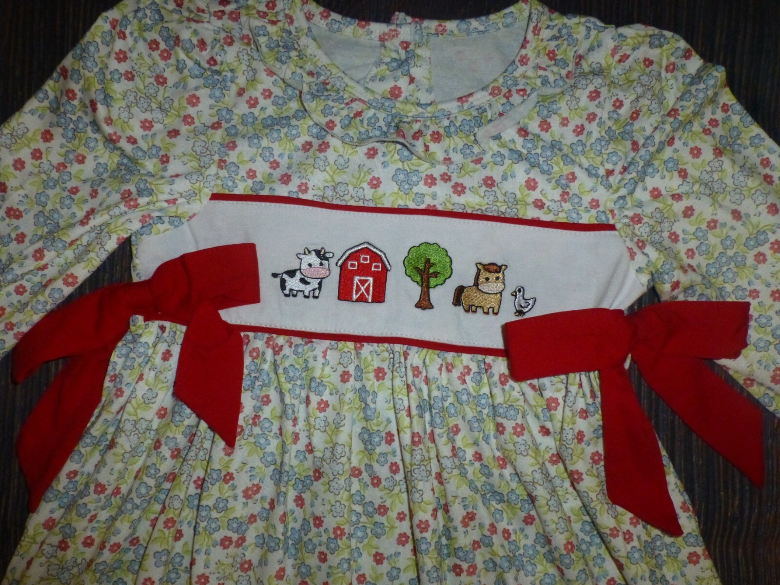 NEW Boutique Girls Farm Animals Cow Horse Long Sleeve Dress