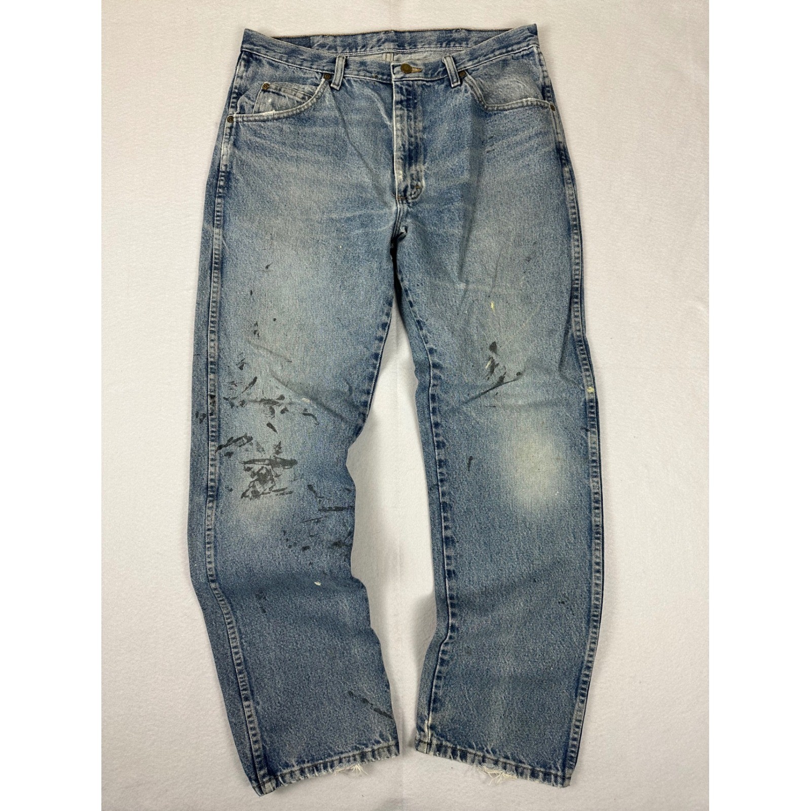 Y2K Wrangler Jeans Mens 36×32 Distressed Paint Splattered