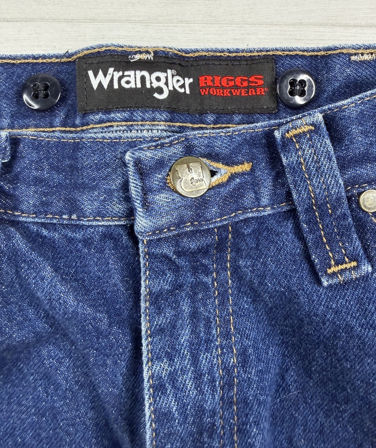 Wrangler Riggs Workwear Jeans Denim Carpenter Double Knee Hammer Loop Mens 32×32