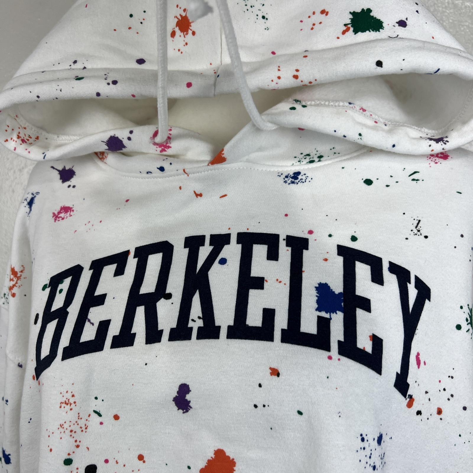Champion Berkeley Sweater Women Large White Paint Splat Pullover Hoodie College