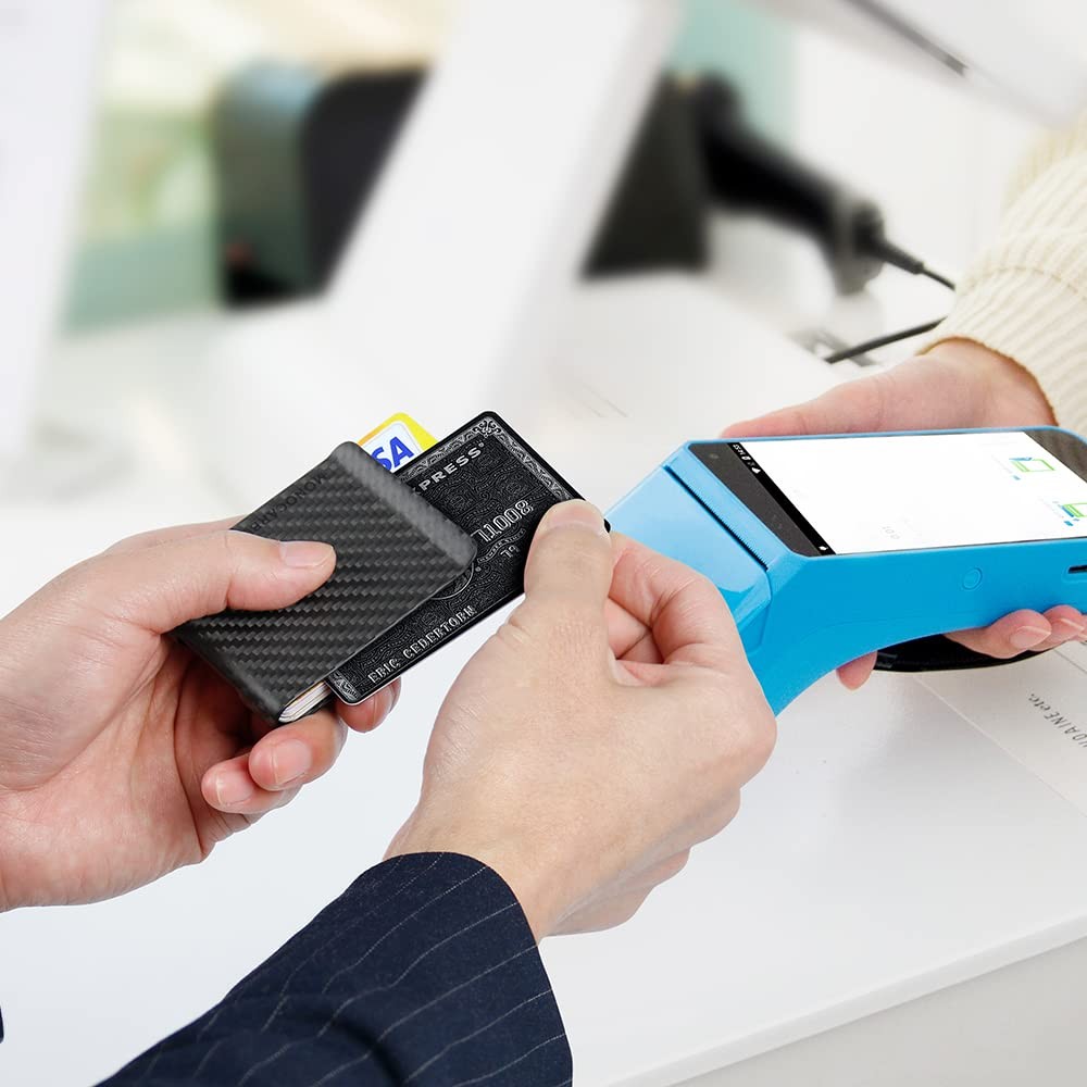 MONOCARBON Carbon-Fiber-Wallet for men and Mens Credit Cards matte black