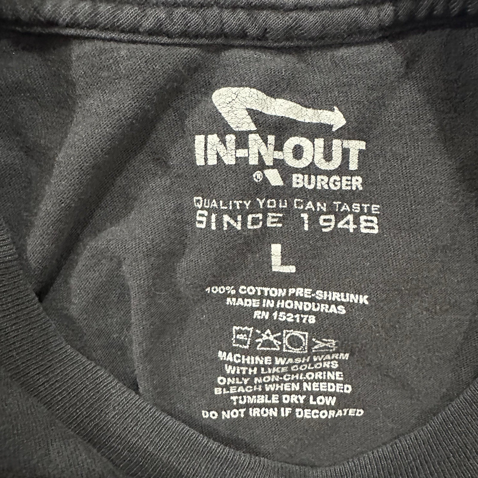 In N Out Burger Tee Tshirt Men Large Black Classic Cars Logo