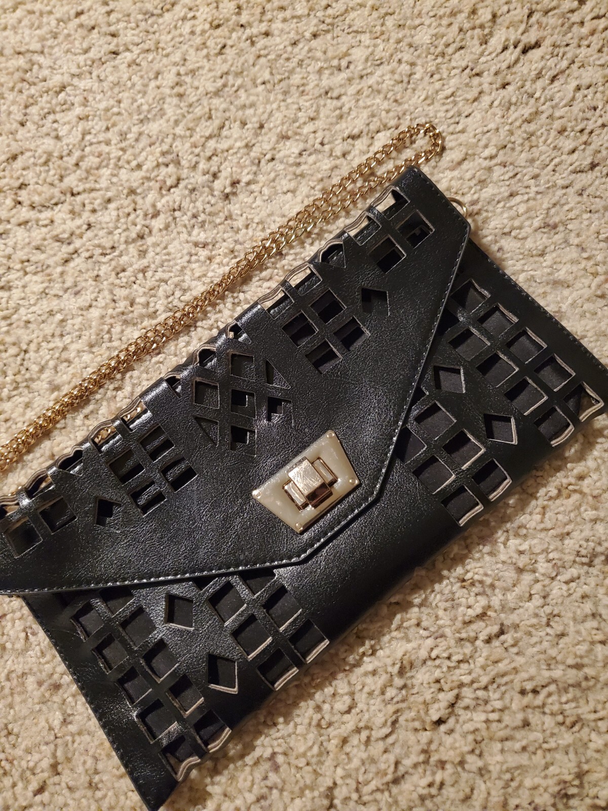 Rock Concert Wear Black Laser Cutout Clutch Purse Punk WWE Pop Concert Women
