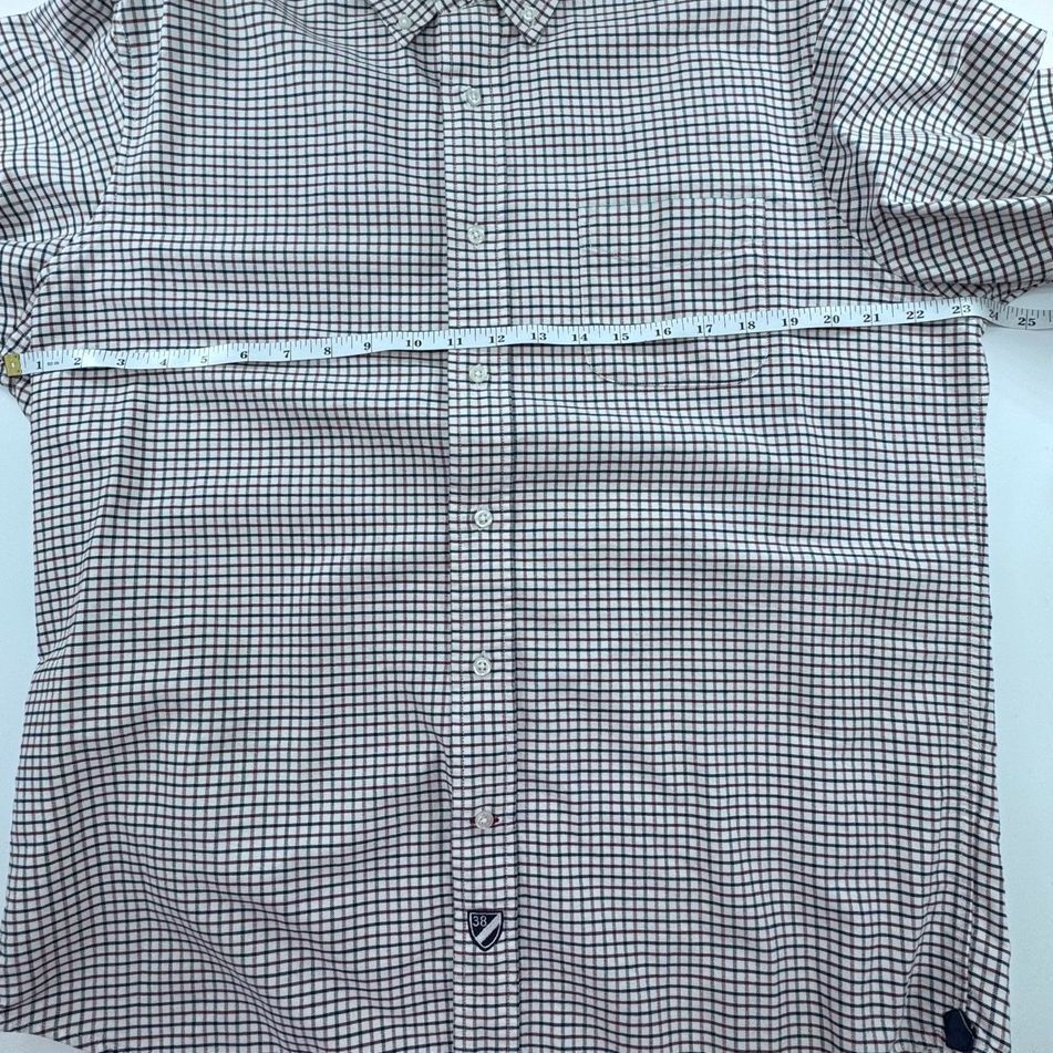 Cremieux Classics White Navy Burgundy Check Button-Down Dress Shirt – L