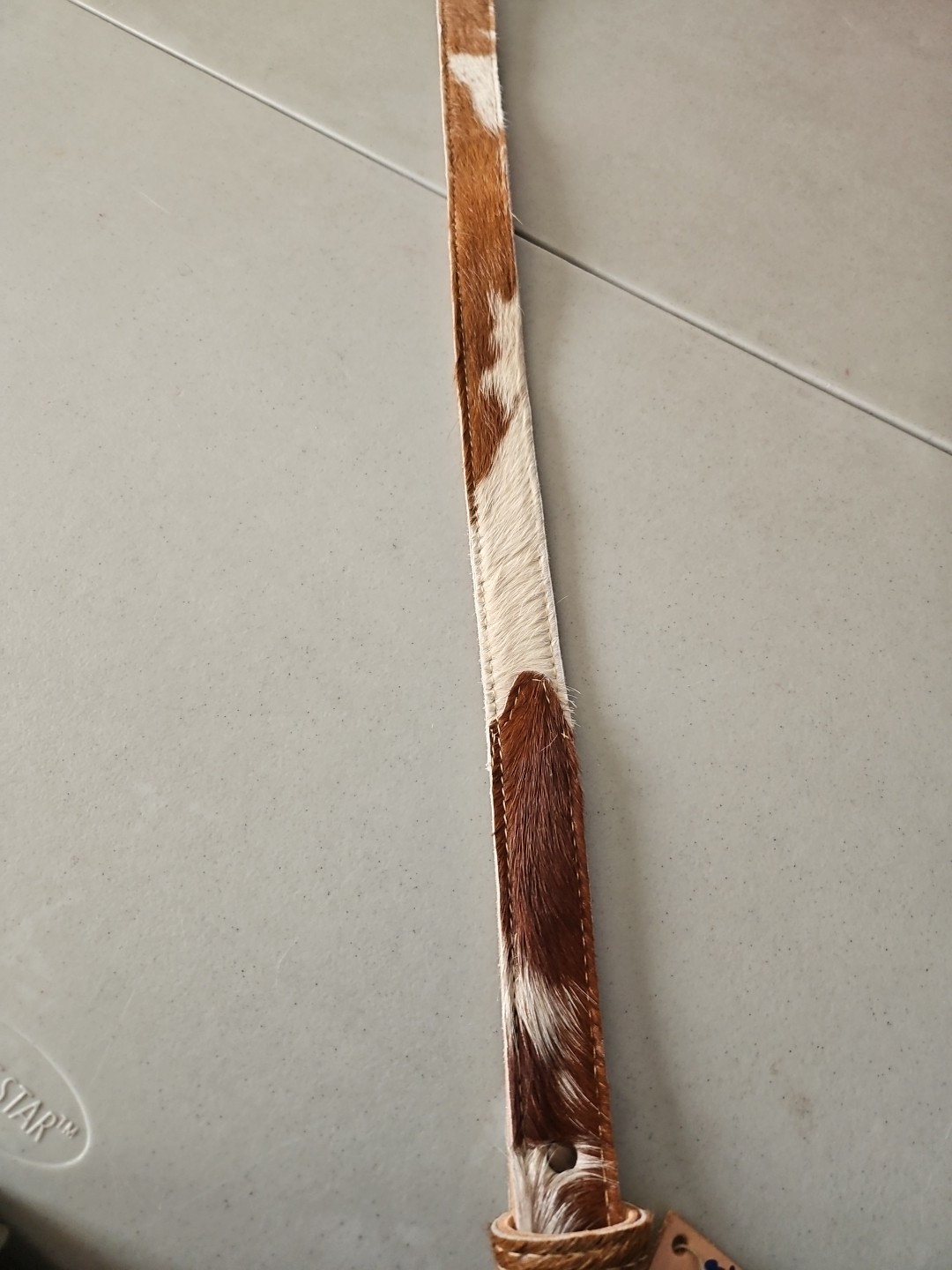 Handmade Cowhide Hair On Leather Belt, Brown White Natural Pattern, Western…