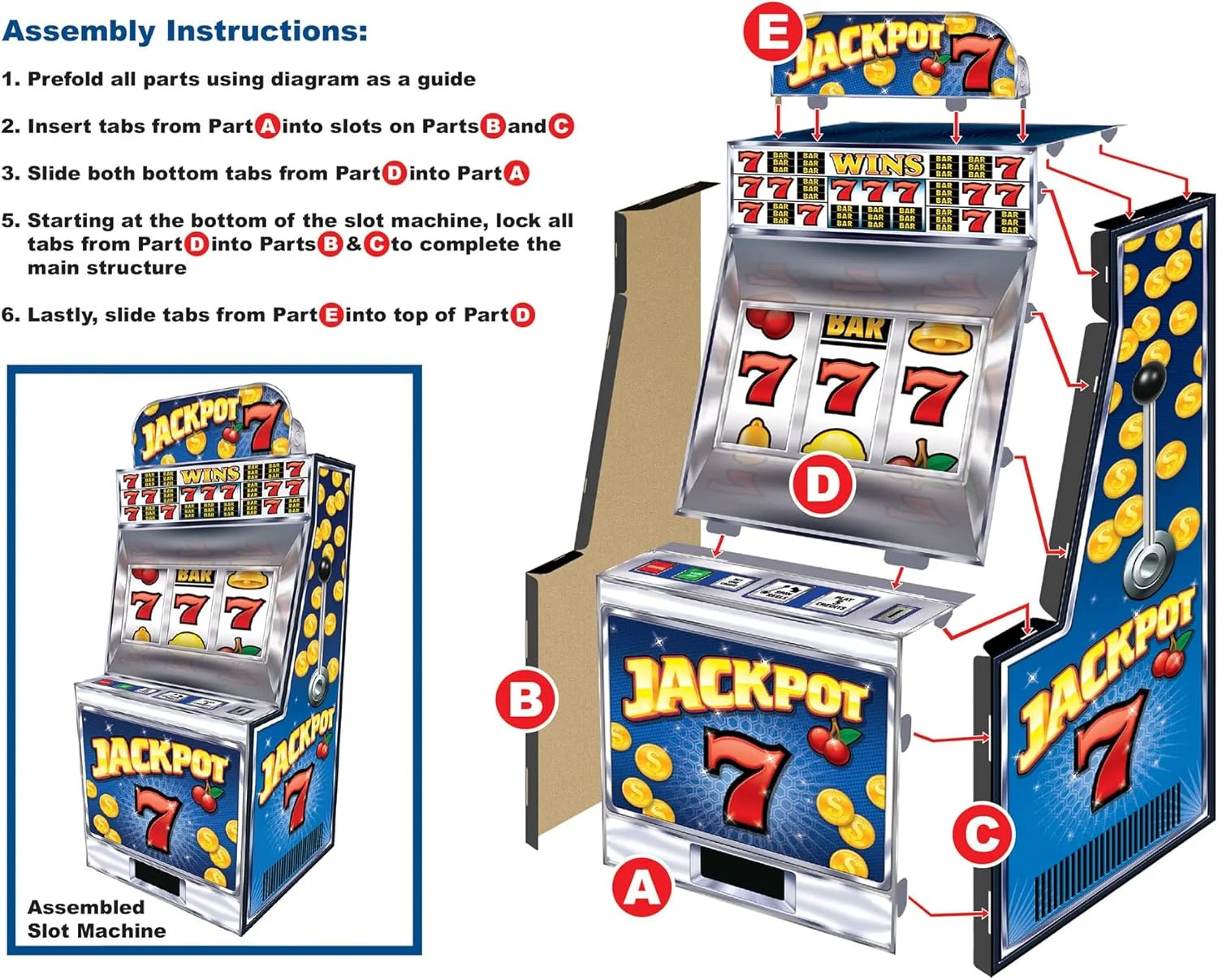 3D Slot Machine Stand Up Decoration – 12.75′ – Multicolor