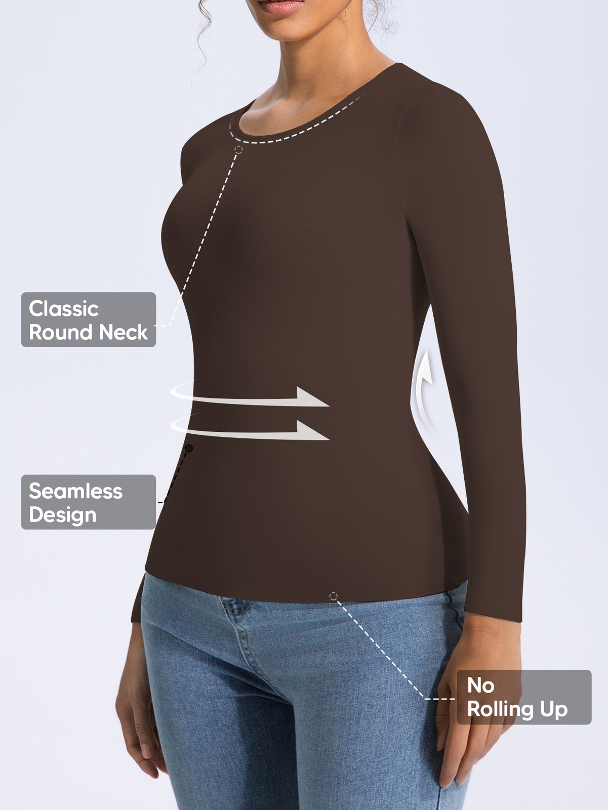 Women’s Long Sleeve Light Compression Shapewear – Seamless Waist Sculpting Top
