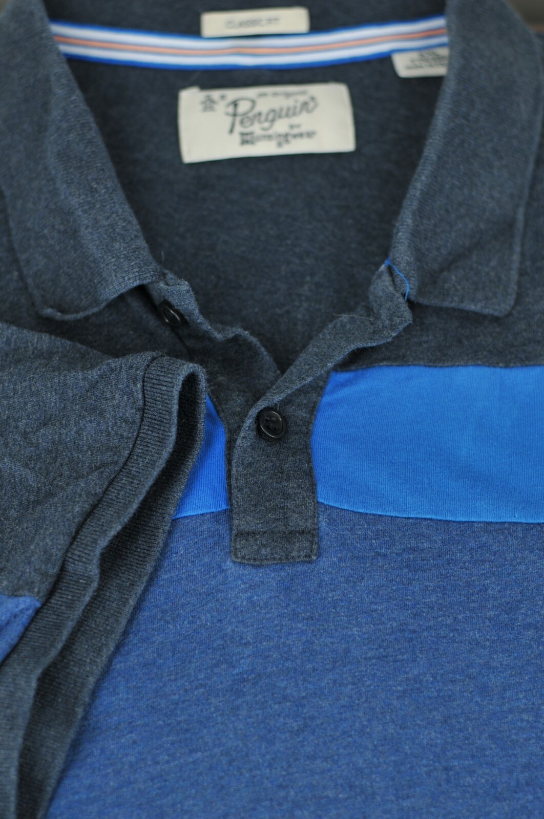 Penguin Men’s Shades Of Blue Striped Cotton Casual Polo Shirt XXL 2XL