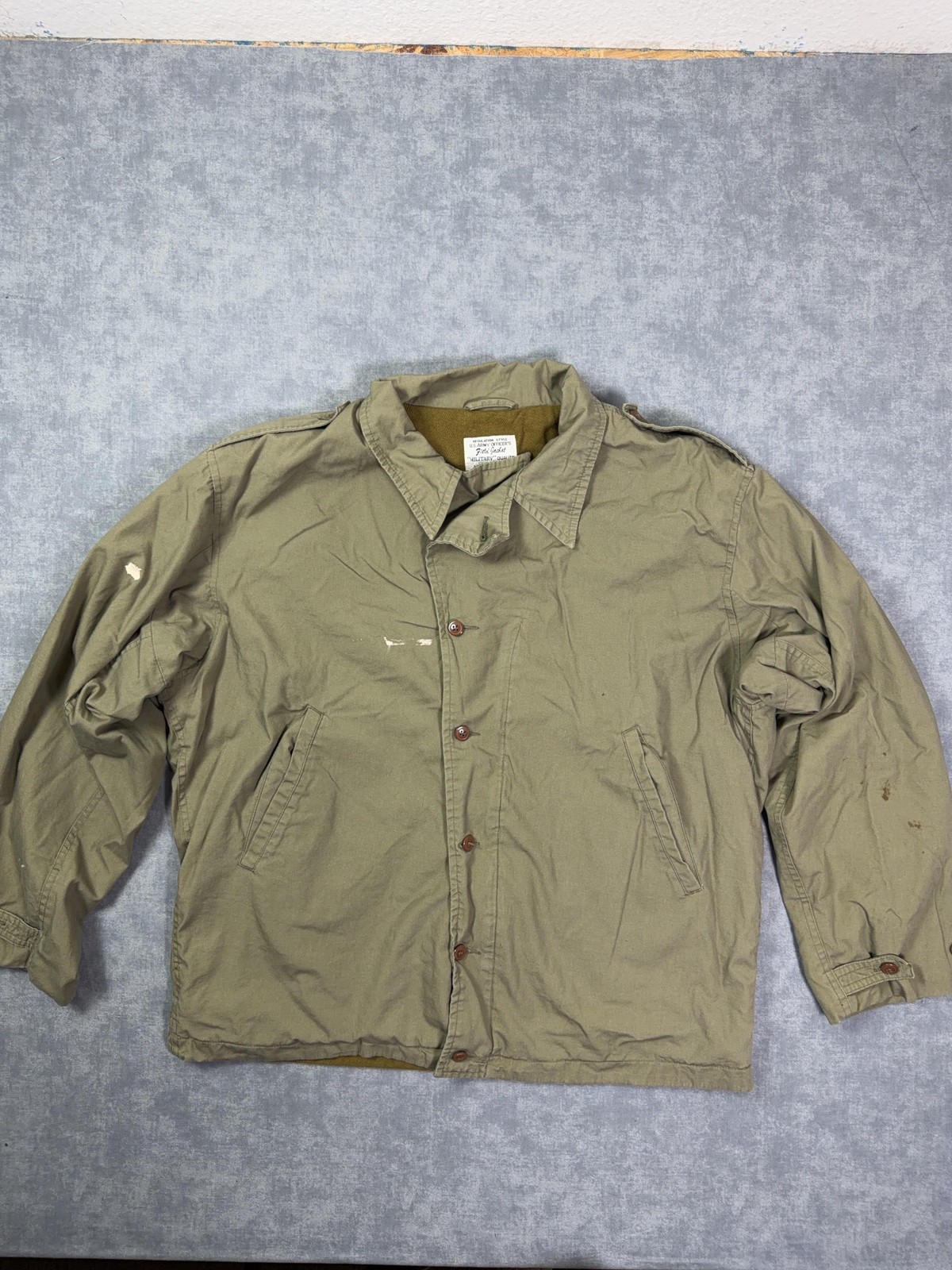 Mil-Tec Jacket Mens 46 Green Field Military Cotton Canvas Lined Button Pockets