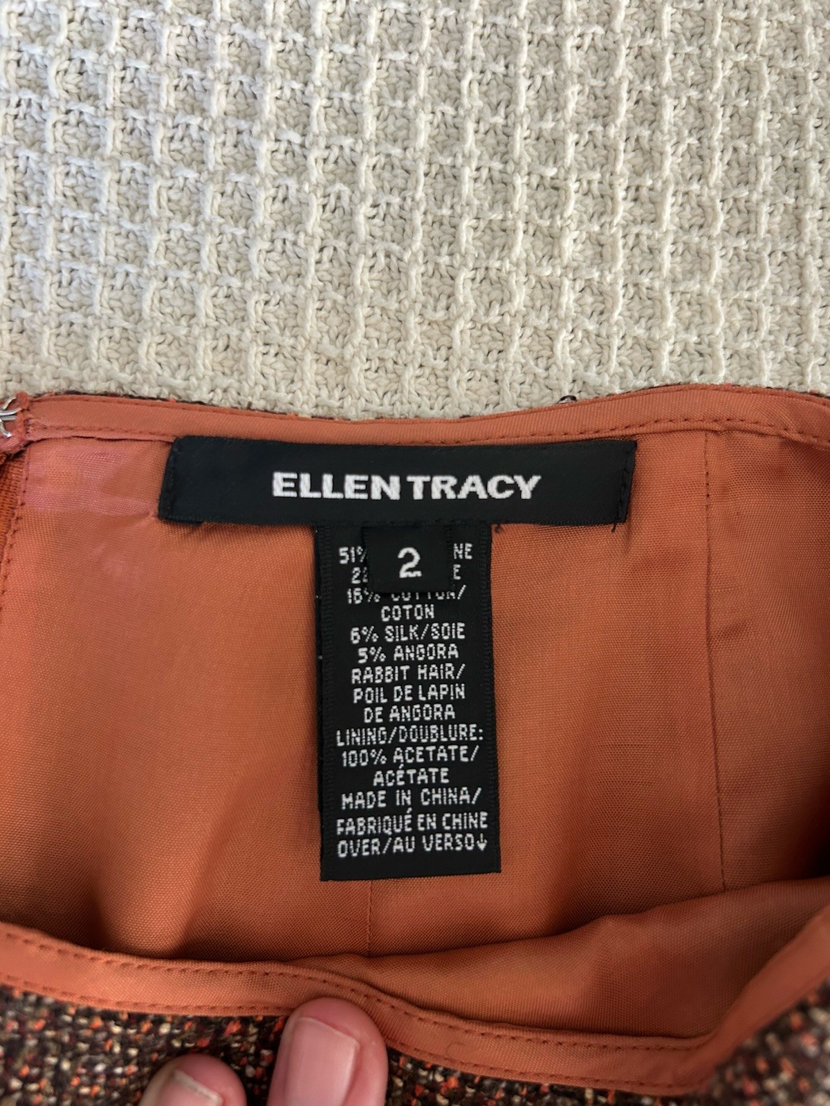 Ellen Tracy Women Multi Colored Pencil Tweed Skirt Size 2 Wool Silk Angora