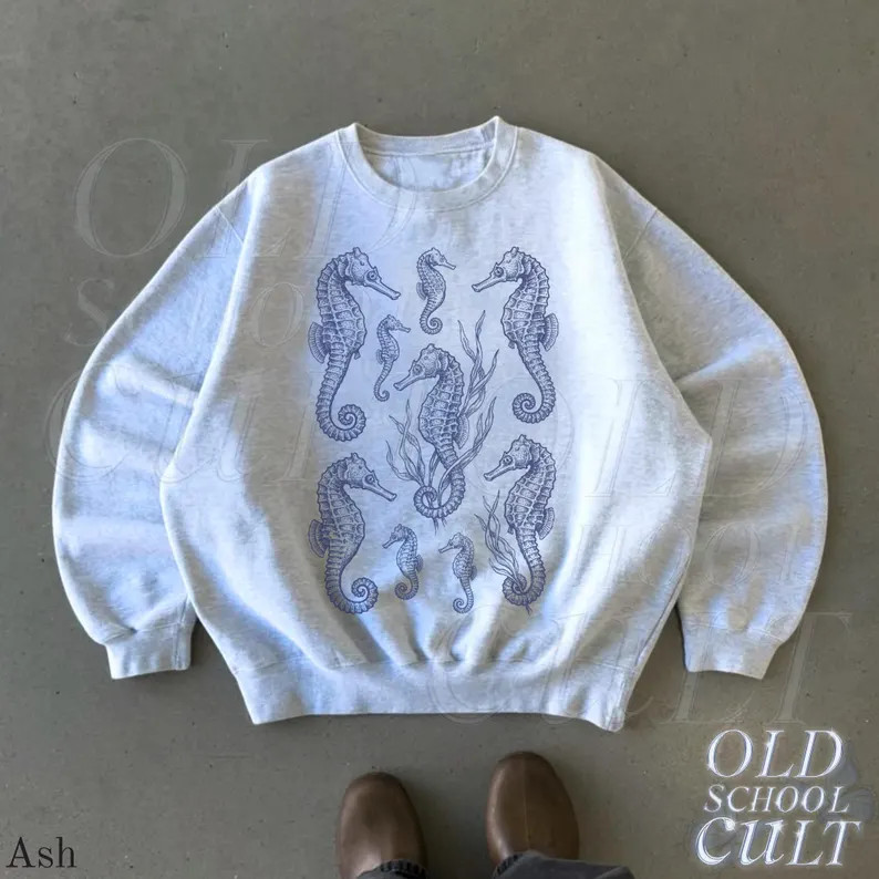 Vintage Seahorse Tattoo Style Sweatshirt