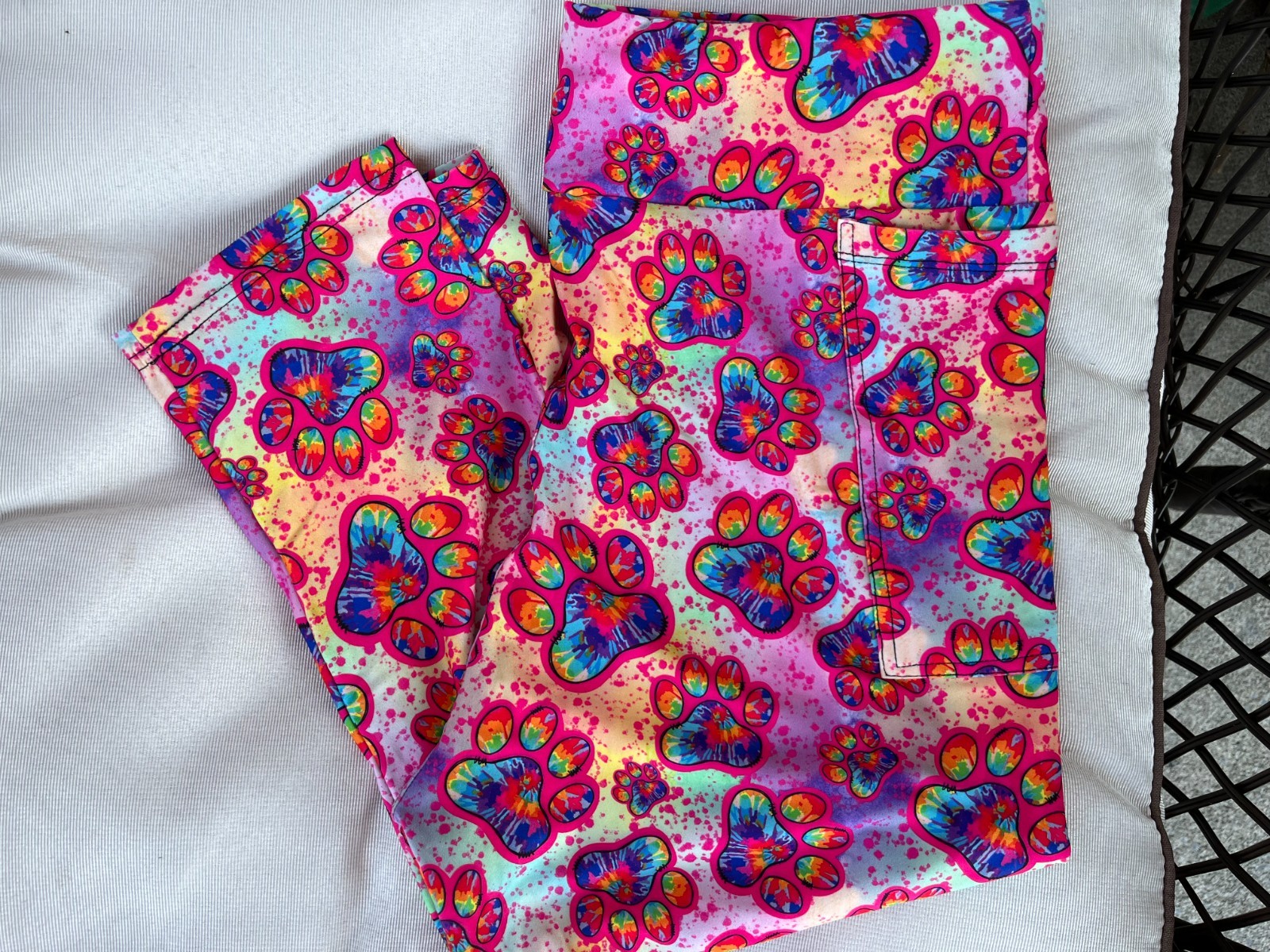 Tie Dye Paws Capris W/ Pockets ||Dog Mom|| Buttery Soft || TC2