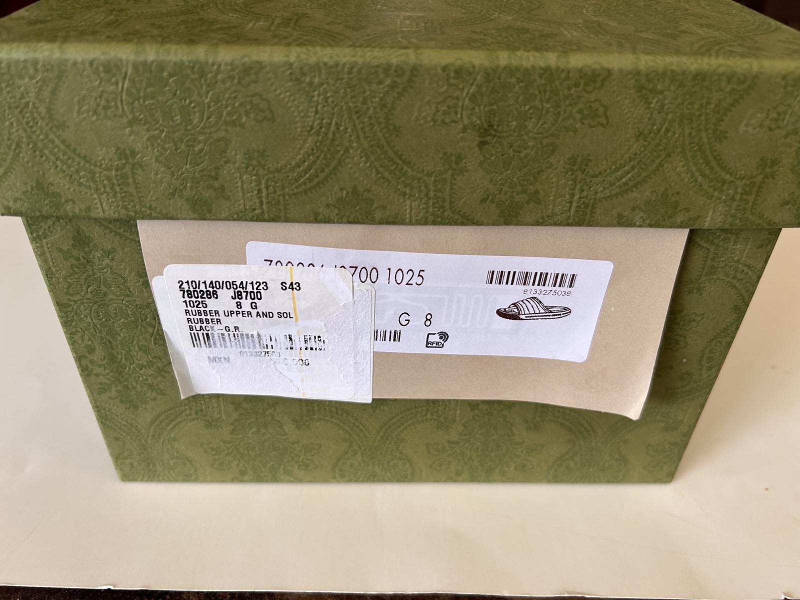 GUCCI Men’s Web Slide Sandal Black/Green/Red Size 9 (US) NIB 780286 J8700 1025