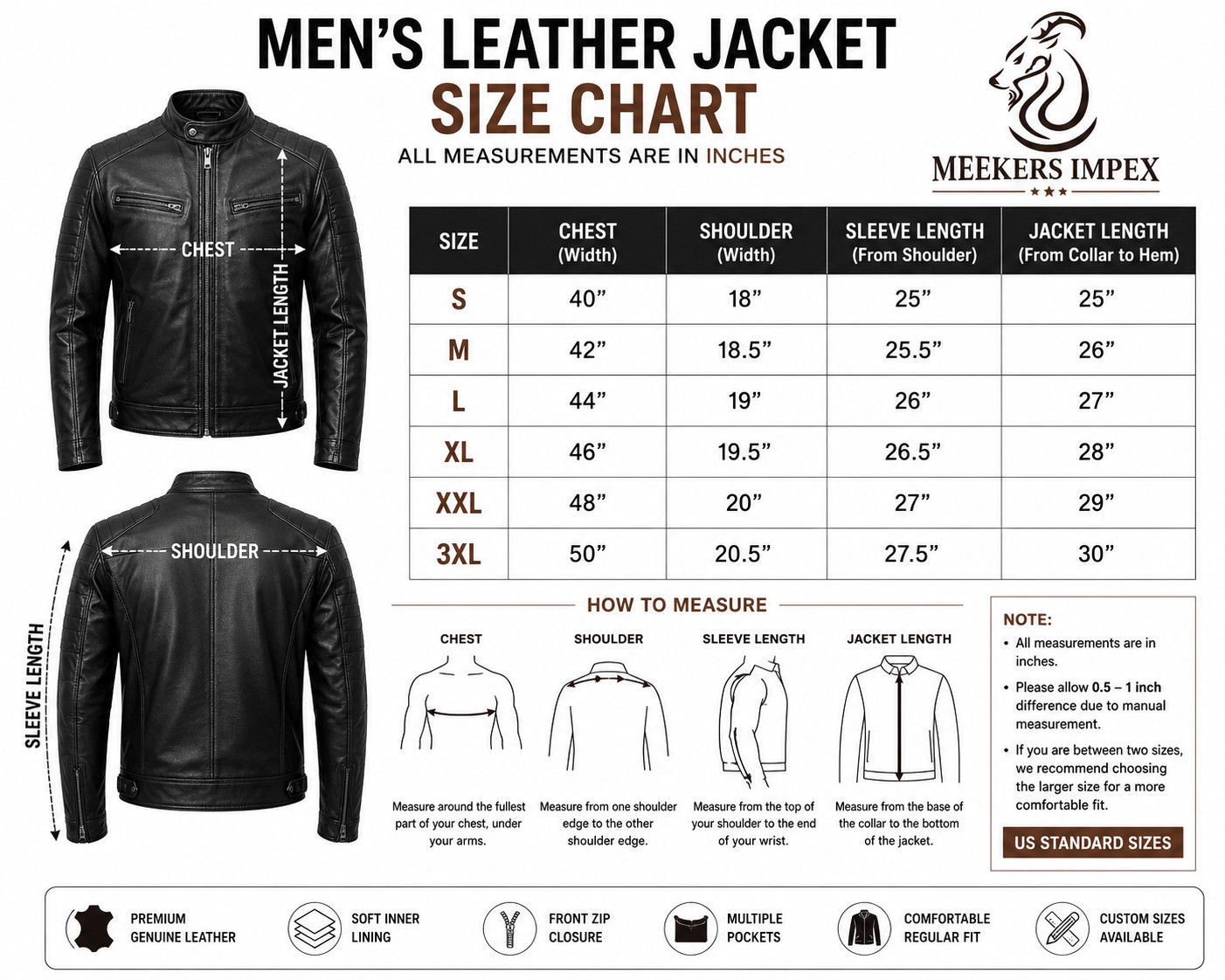 Men’s Black Leather Motorcycle Biker Jacket Red Quilted Slim Fit S-3XL