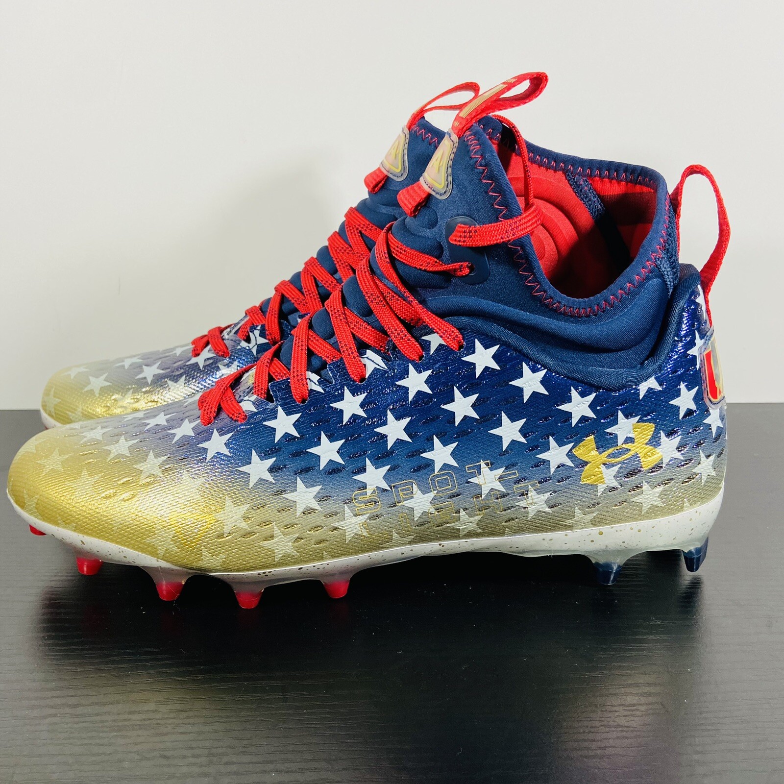 Under Armour Spotlight Lux MC LE USA FREEDOM Troops Football Cleats 3025366 100