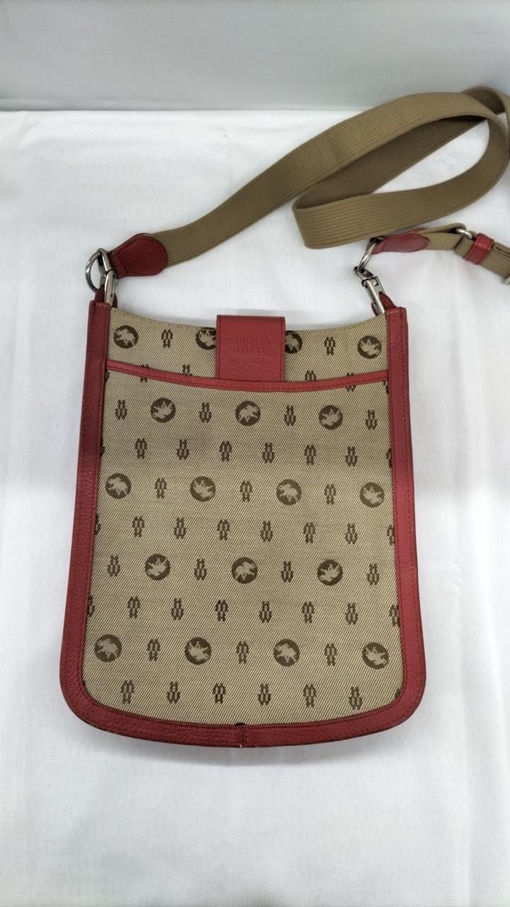 Hunting World canvas shoulder bag beige × red Used
