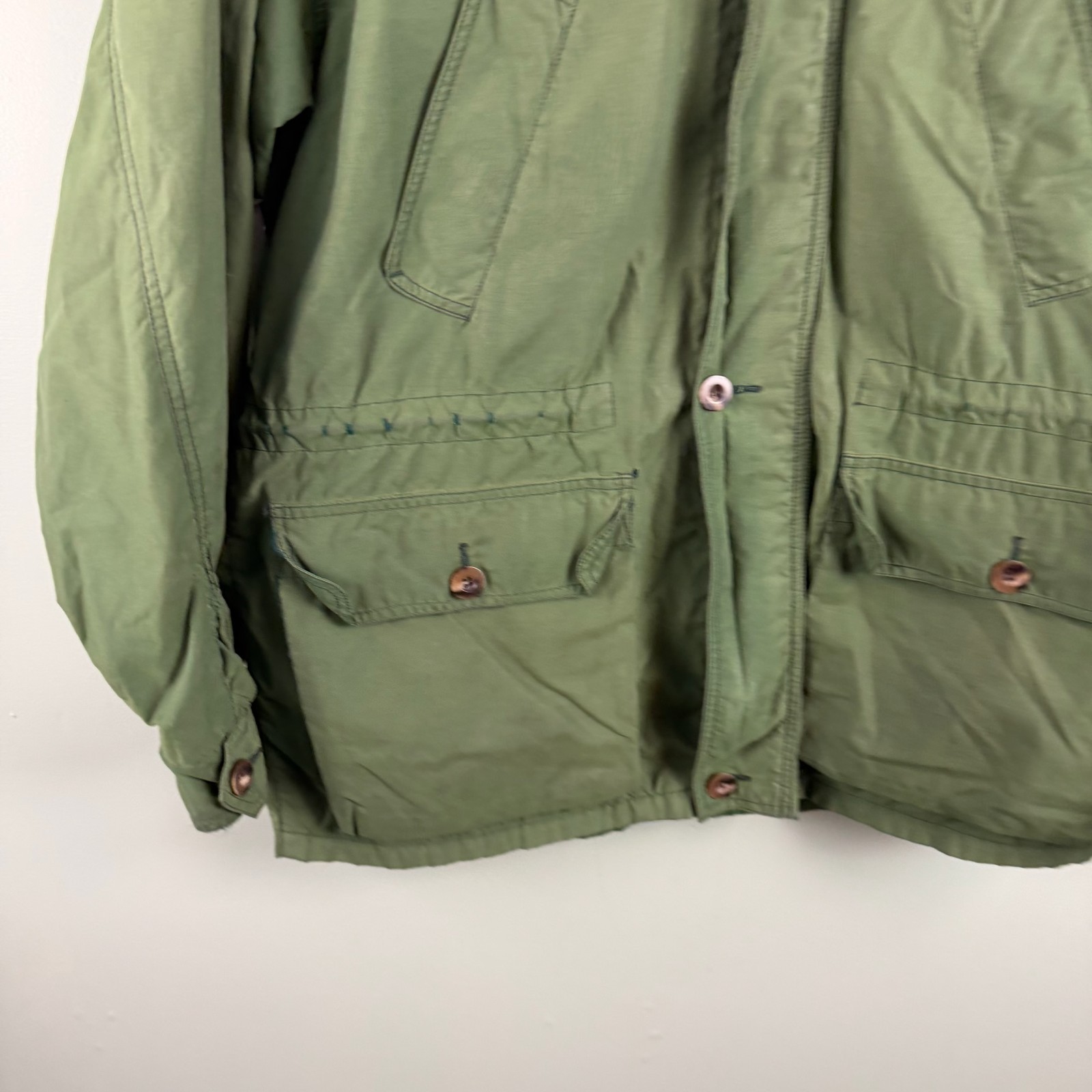 Vintage 90s Gap Fatigue Full Zip Cotton Blend Jacket Faded Lightweight Green