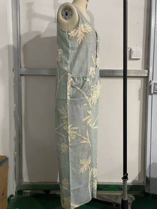 Women Sleeveless Wide Leg Jumpsuit Floral Print Loose Pocket Long Overall Romper