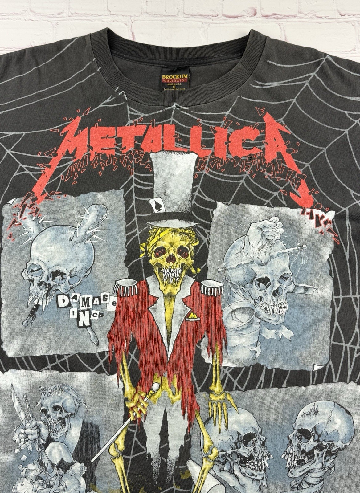 Metallica Vintage 1992 Pushead Ringmaster All Over Print Faded Gray T-Shirt XL
