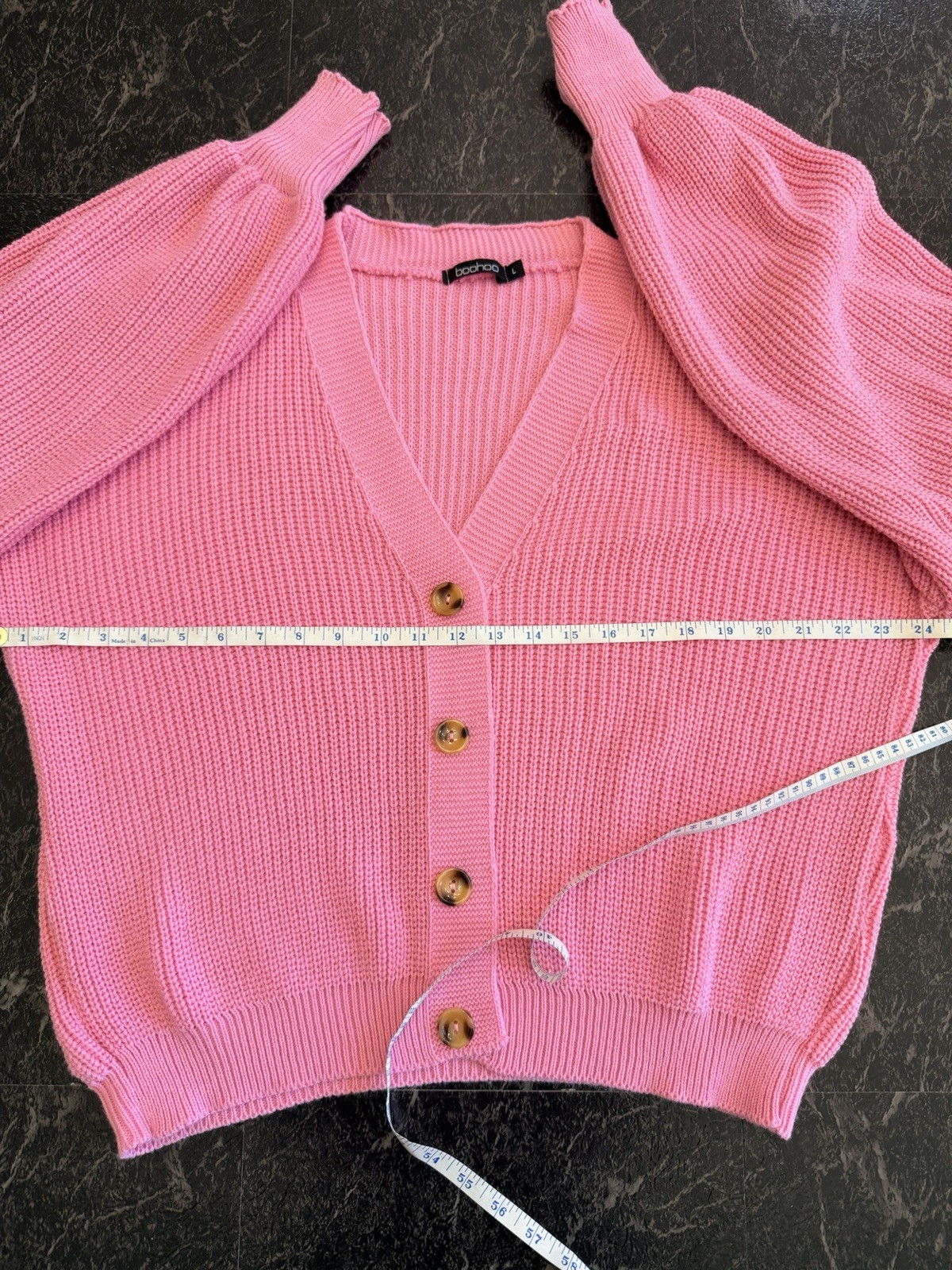 Boohoo Knit Pink Button Down Front Cardigan Women Large