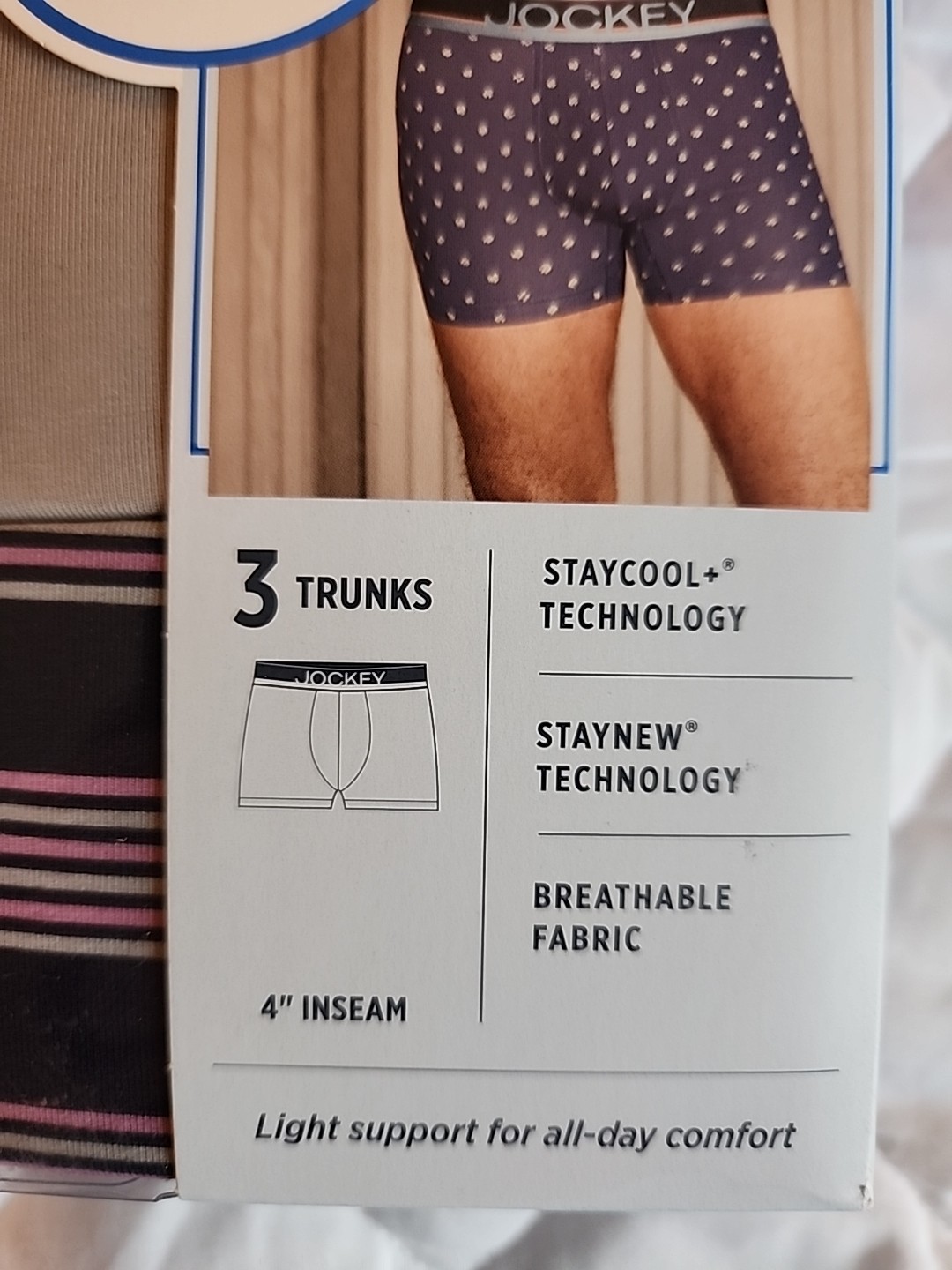 Jockey Men’s Everyday Casual Cotton Stretch 2XL Trunks. 3 Pack. 44-46 Inch Waist