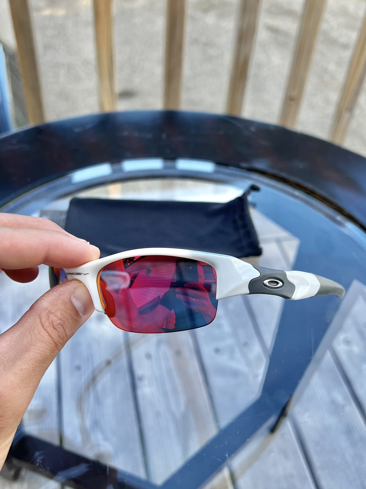 OAKLEY FLAK JACKET POLISHED WHITE POLARIZED SUNGLASSES 03-882