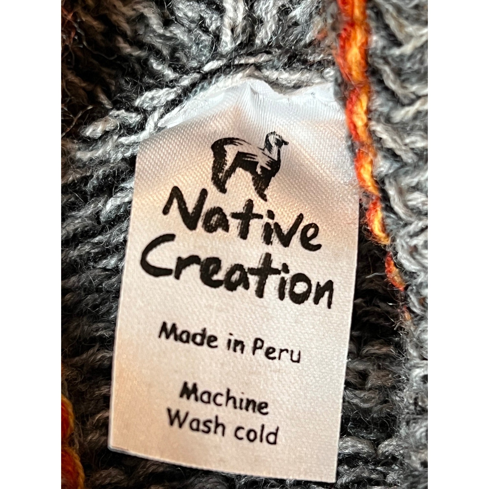 Native Creation Kids Knit Hooded Cardigan Sweater Peru Animals Farm Scene Size M