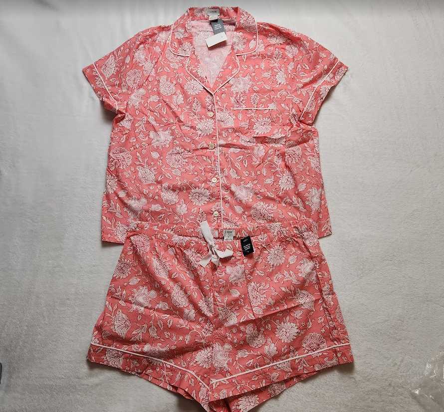 New women’s XL 2X J Crew Factory vivid coral short sleeve pajama set top bottoms