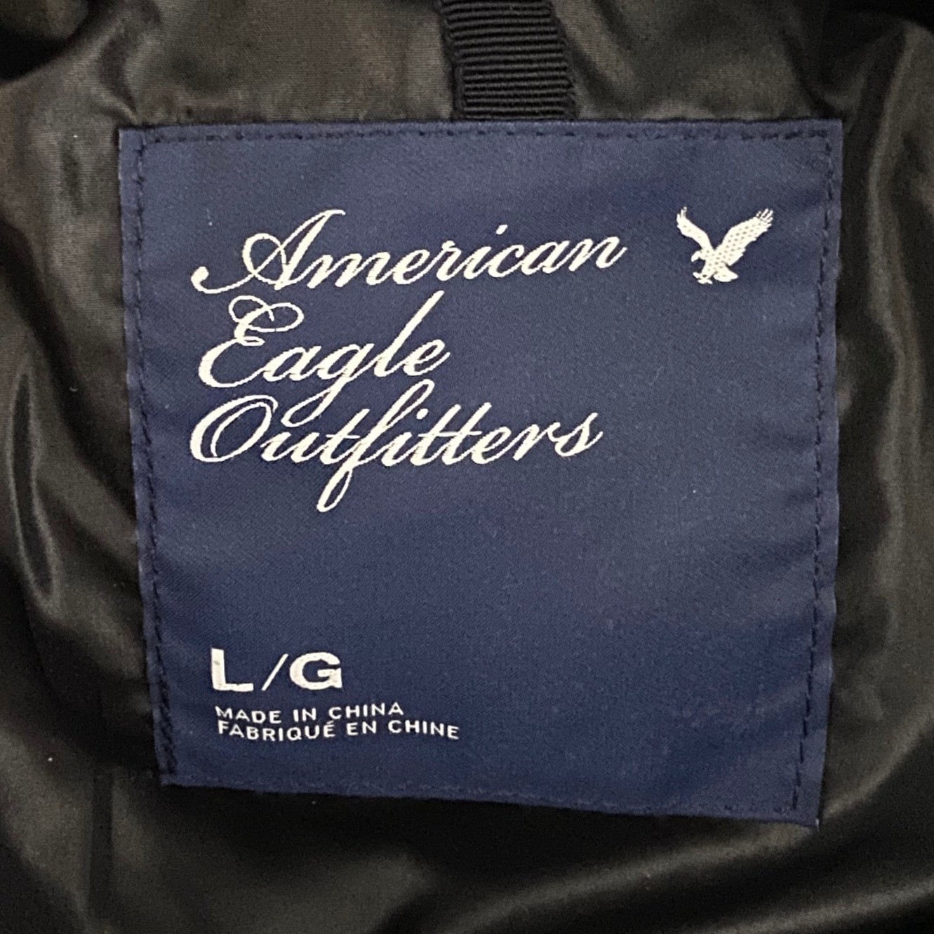American Eagle Outfitters Puffer Jacket Fur Hood Navy Blue Quilted Winter Coat L