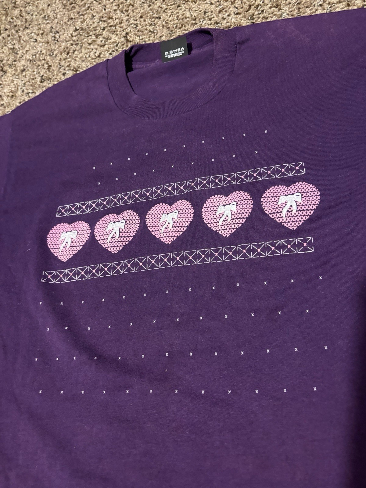Vintage 90s Single Stitch Purple Screen Stars Best Heart Graphic T Shirt USA L
