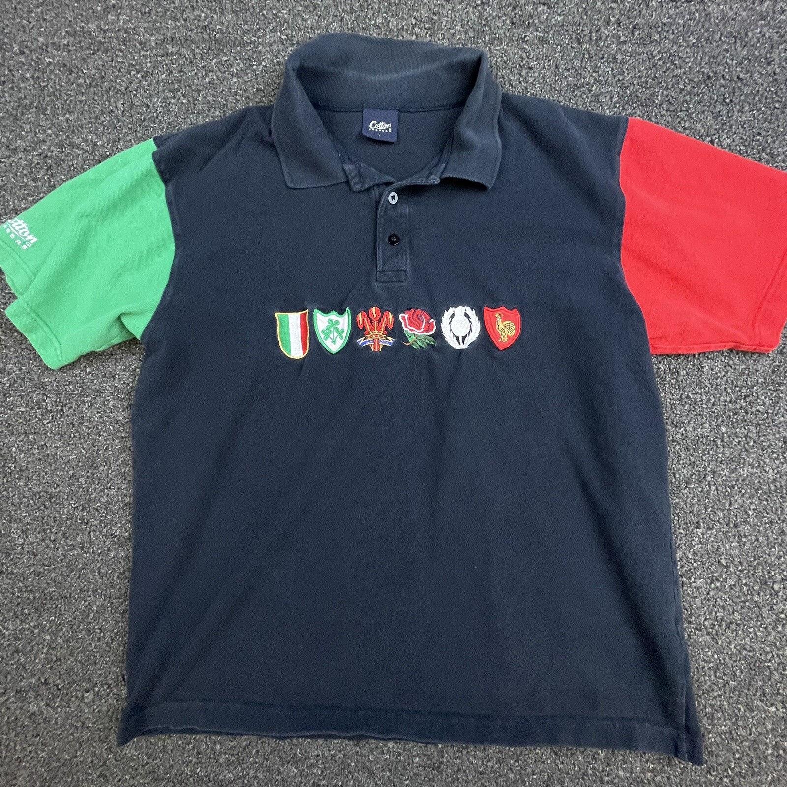 Cotton Traders Six Nations Black Green Red Embroidered Front Mens Large