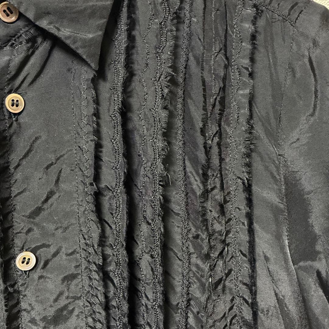 Tricot COMME des GARCONS AD2003 Black Raw Edge Frill Blouse Shirt Size M