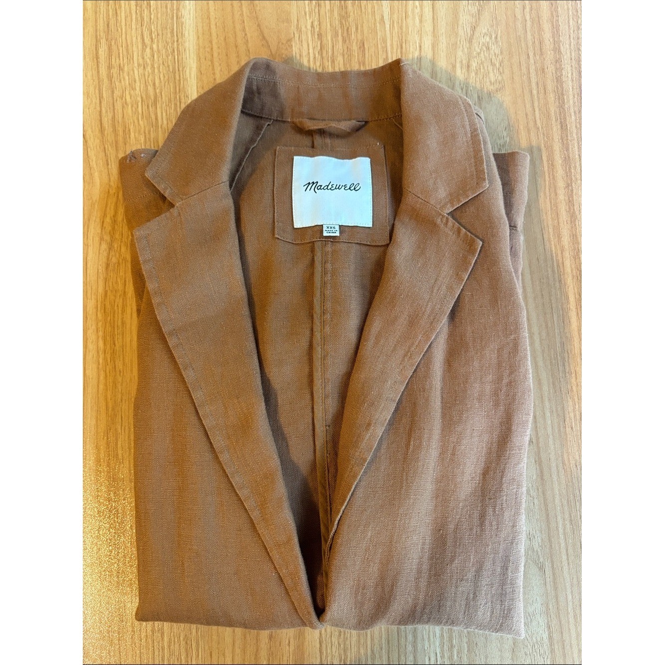 Madewell Linen Dorset Blazer Rust-Toned Brown Lightweight Minimal XXS