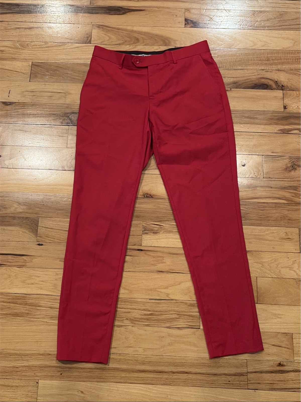 Lineage Dress Polyester Spandex Flat Front Red Casual Pants Mens 32 x 30 Retro