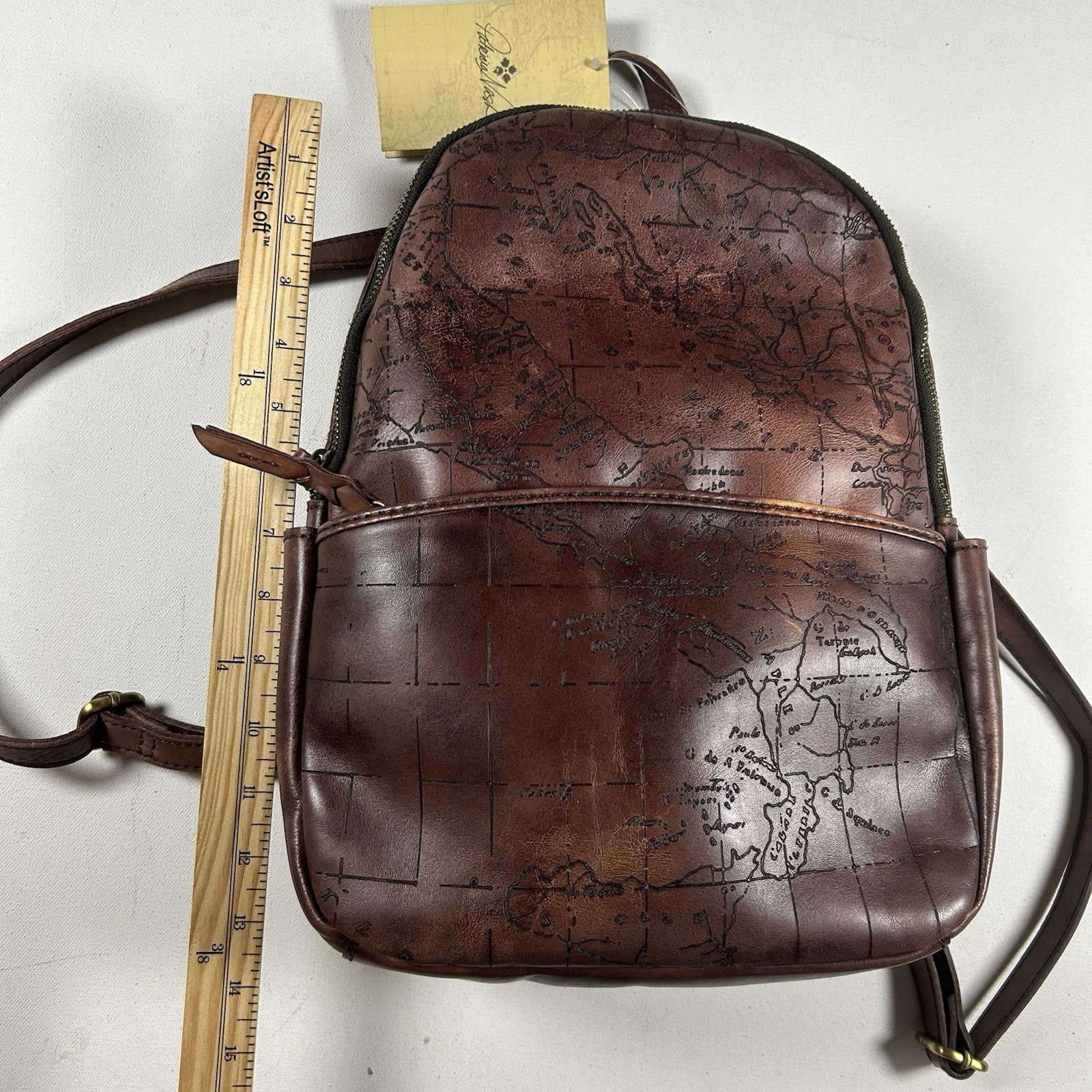 NWT Patricia Nash ITALIAN Leather Map Countries Western Backpack + Dust bag