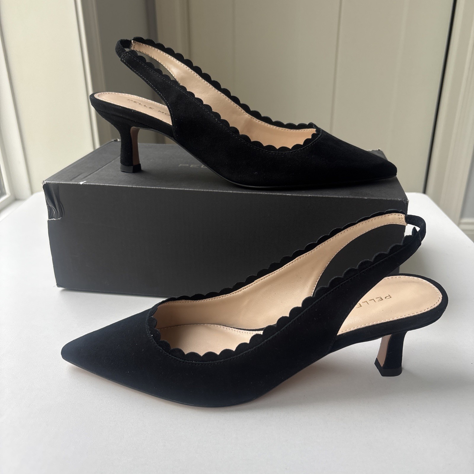 New Pelle Moda Kelsa Slingback Pump In Black Suede Women’s Size 8M