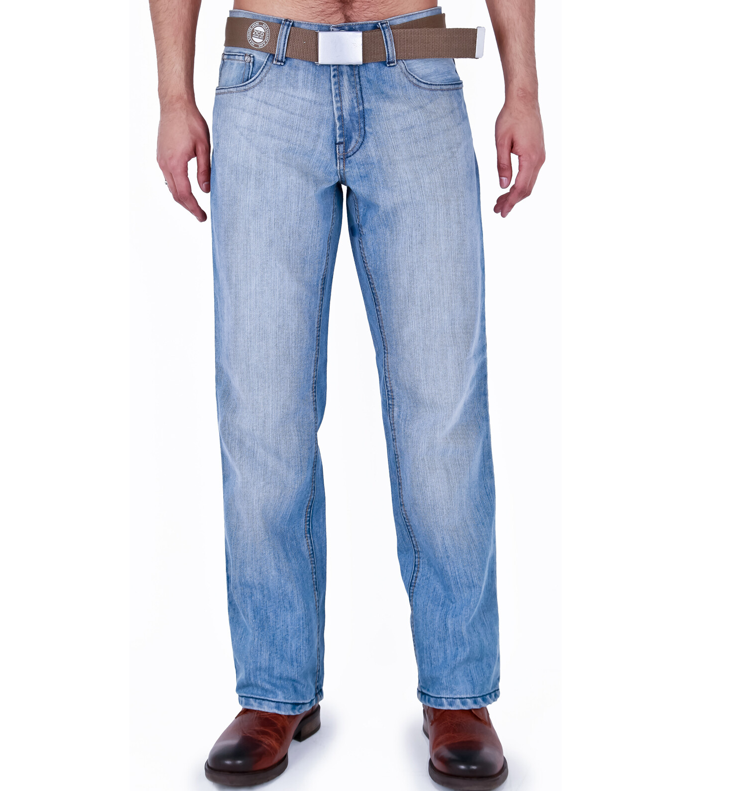MENS CLASSIC JEANS REGULAR FIT WITH BELT BY AD 28 – 40 42 44 46 48 50 52 54