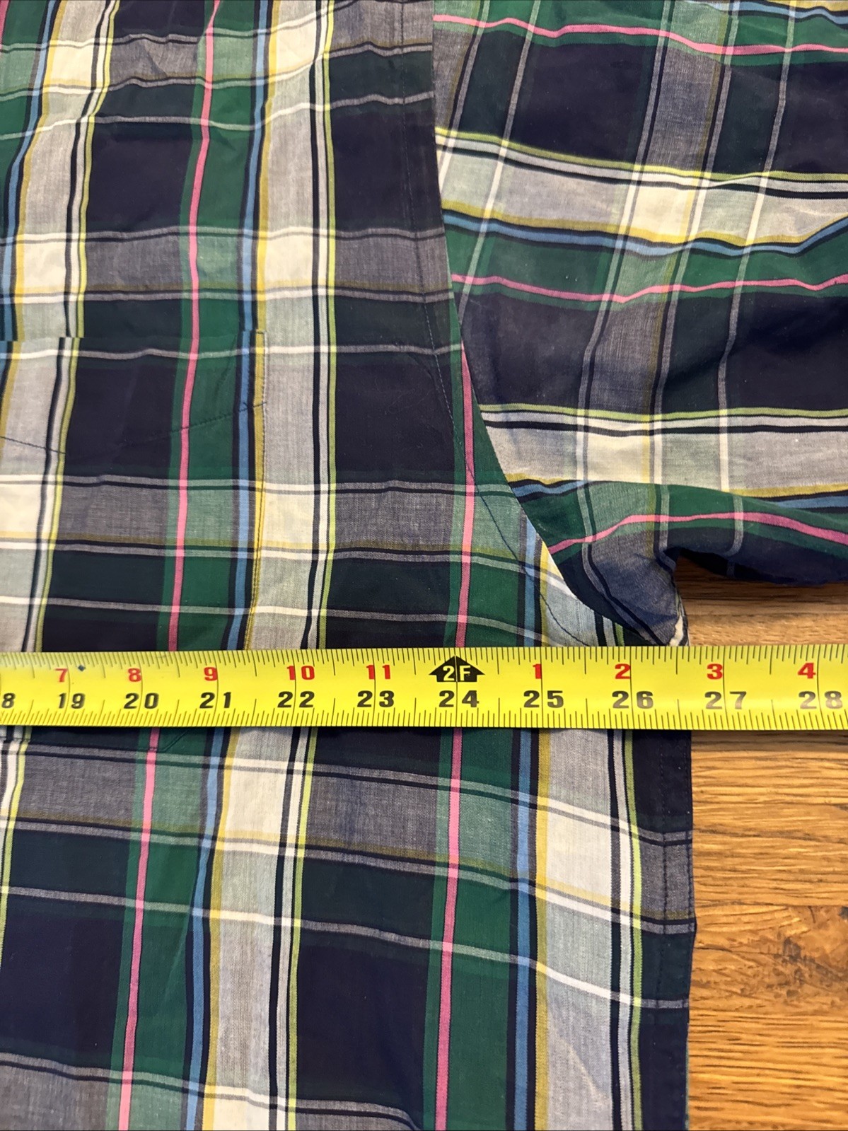 Pendleton Shirt Mens XL Button Down Short Sleeve Blue Green Plaid Check Cotton