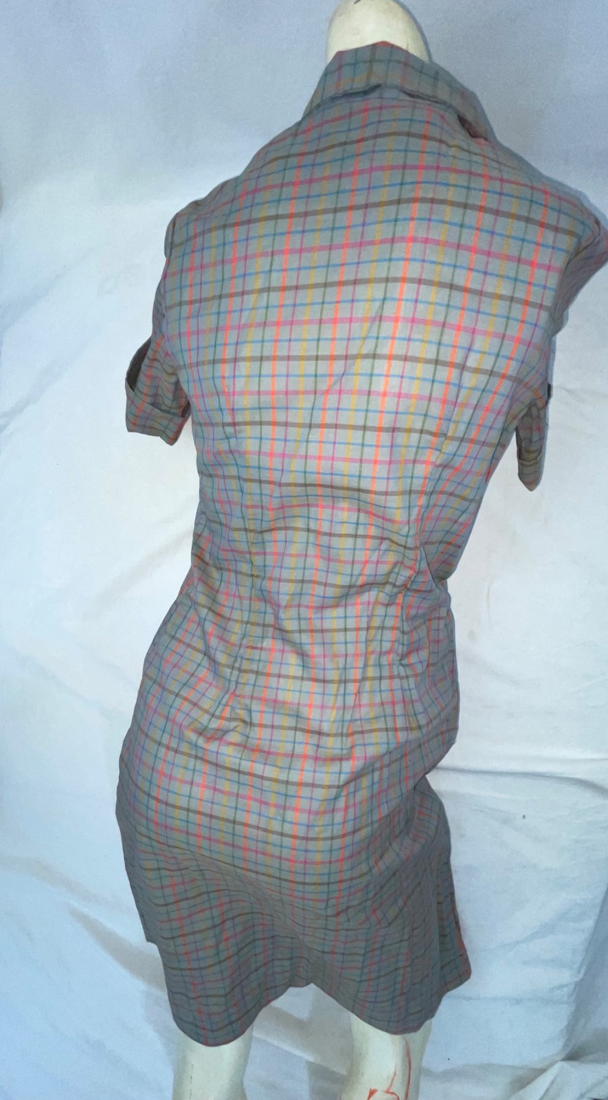 VTG 60S 70S WOMENS SMALL STRIPED UNIFORM BUTTON FRONT ROCKABILLY SCOOTER DRESS