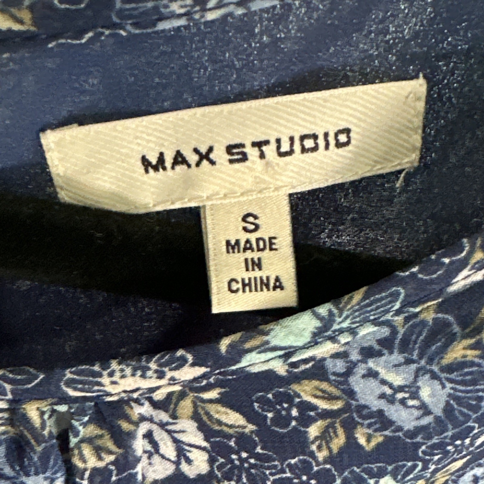 Max Studio Women’s Blue Floral V-Neck Short Sleeve Sundress Short Size S