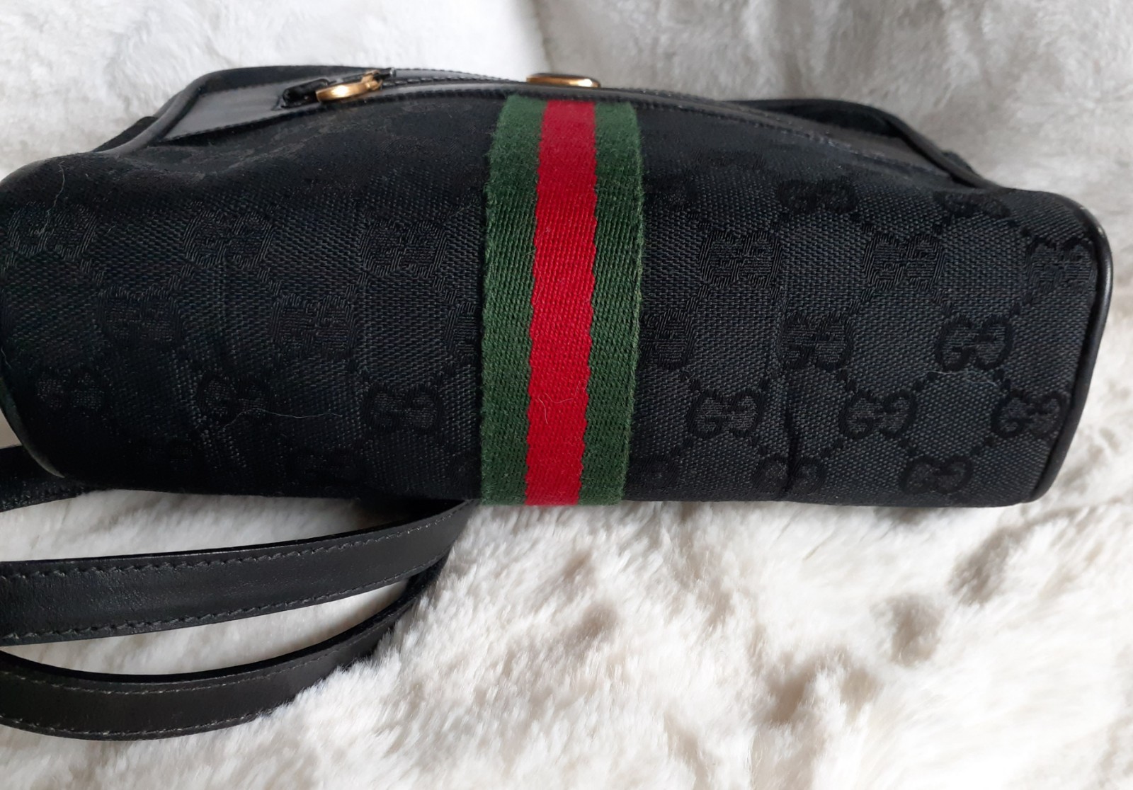 Vintage Designer Ophidia Gucci Crossbody Black W/ Web Sherry Line Pre-Owned Fair