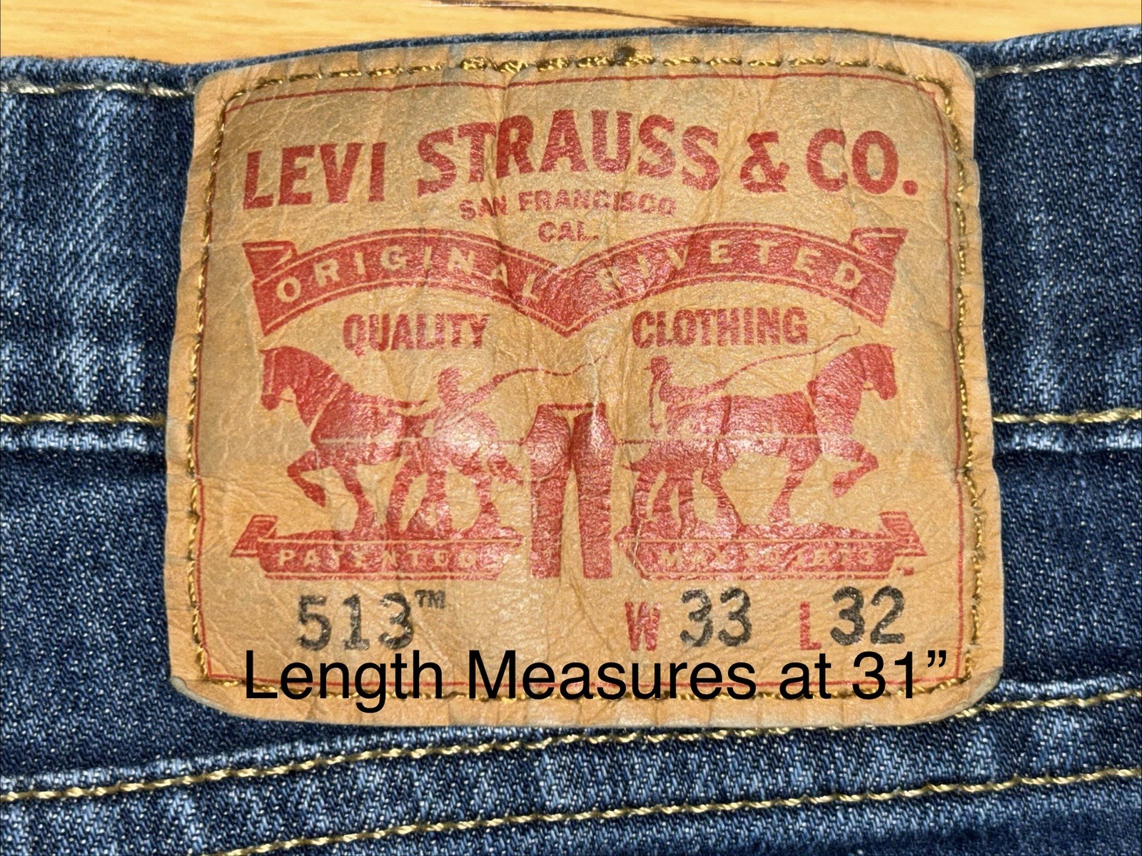 Levi’s 513 Selvedge Slim Straight Leg Jeans Men’s Size 33×31 Medium Wash Denim