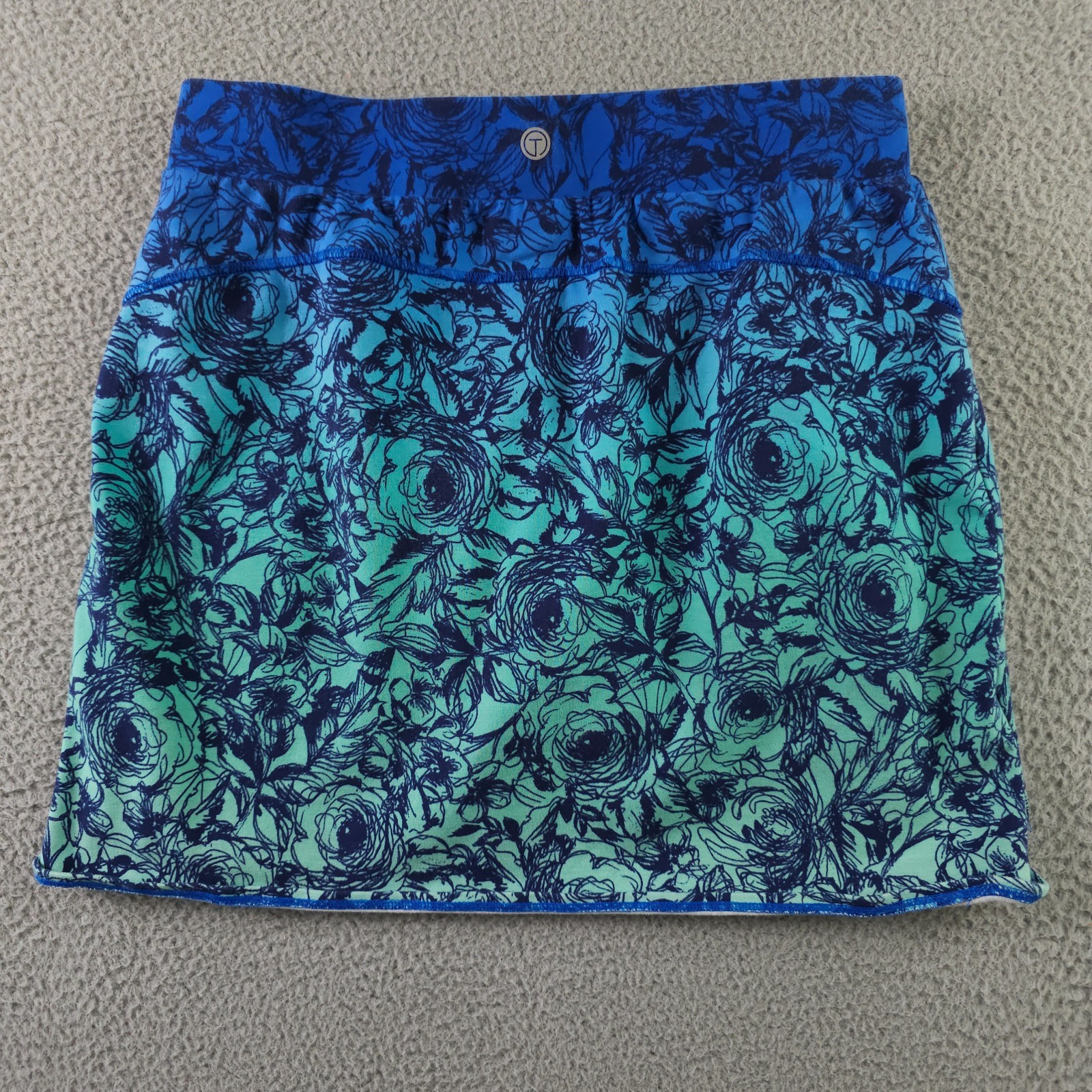 T by Talbots Skort Womens Medium Blue Floral Ombre Pull On Skirt Athleisure