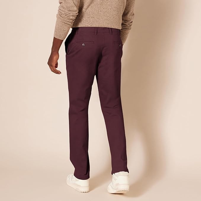 NEW Amazon Essentials Men’s Slim Fit Stretch Chino Pants Burgundy 42×30 NWT