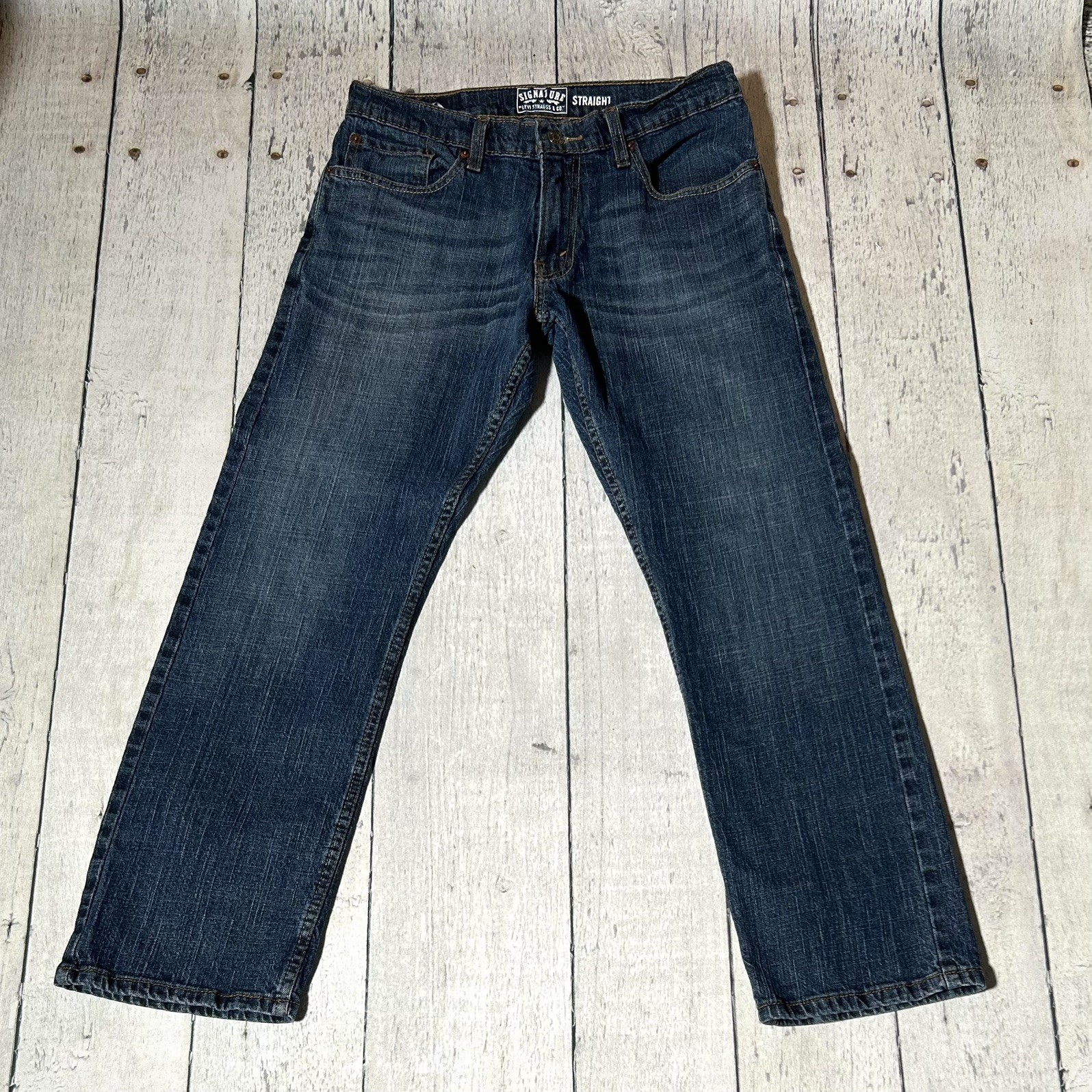 Signature by Levi Strauss & Co. Blue Denim Straight Jeans 5-Pocket 32×30